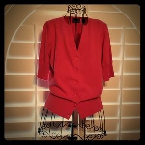 Kersh dark rose colored knit 1/2 sleeve cardigan